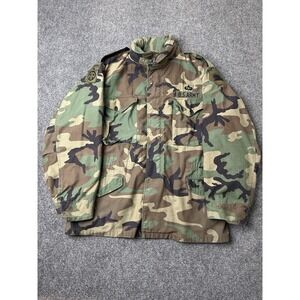 Mens Military US Army M65 Woodland Camo Field Jacket, Size L